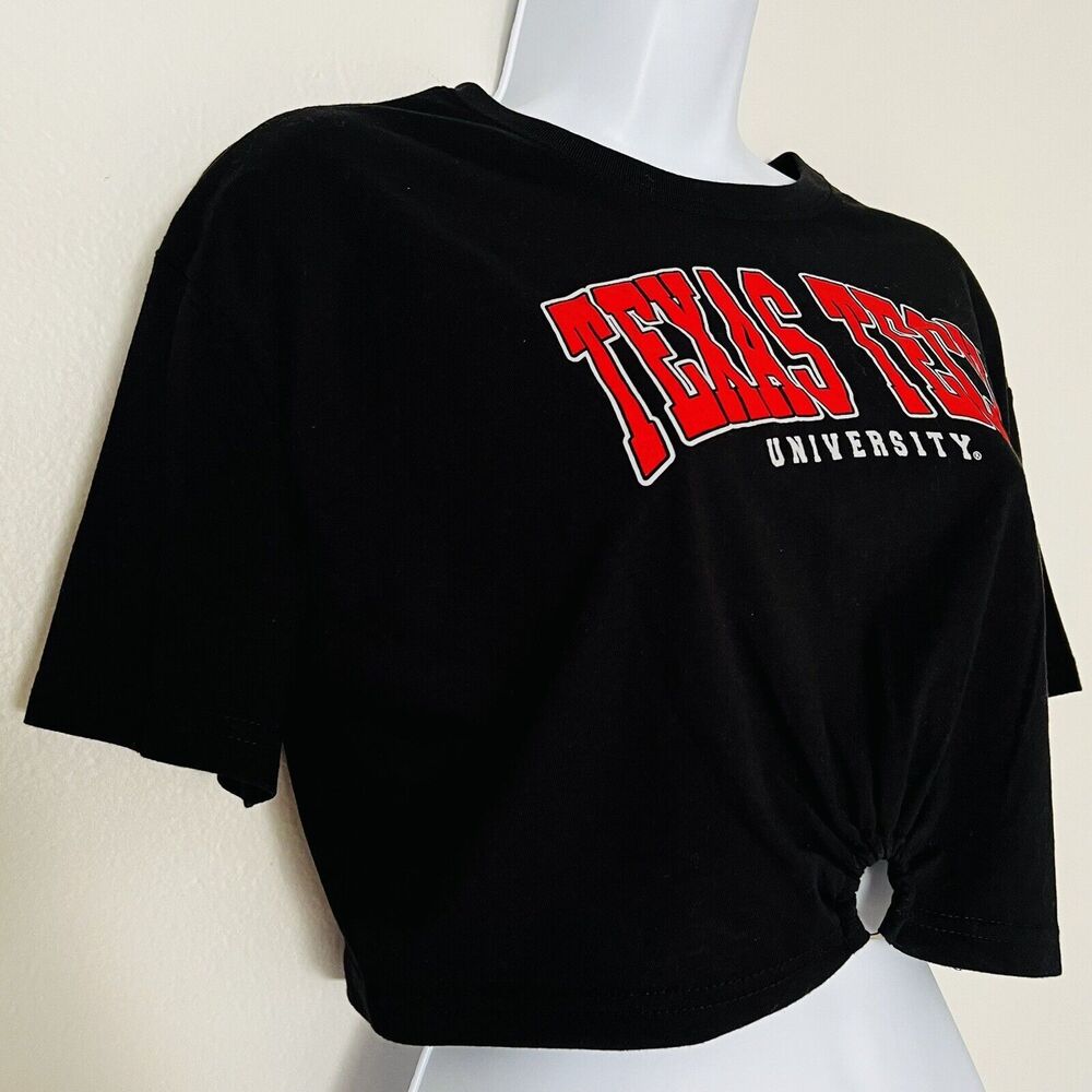 Texas Tech University Red Raiders Black Cropped Short Sleeve T-shirt Medium - Picture 3 of 9
